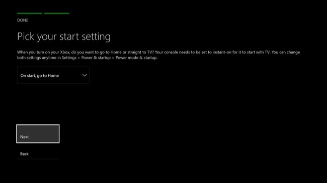 Выбор поведения при запуске Xbox One: запускать TV или домашний экран