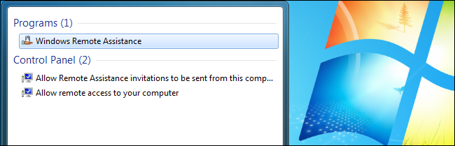 Поиск Windows Remote Assistance в Пуске