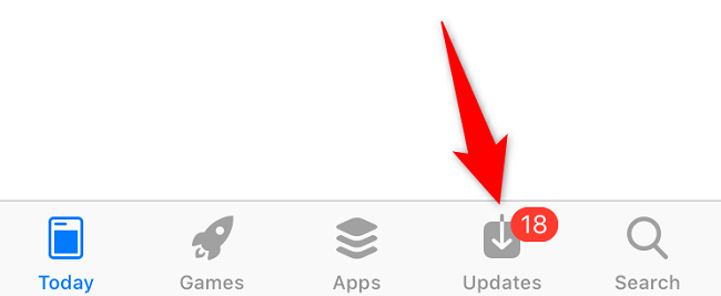 Вкладка «Обновления» в App Store на iPhone/iPad