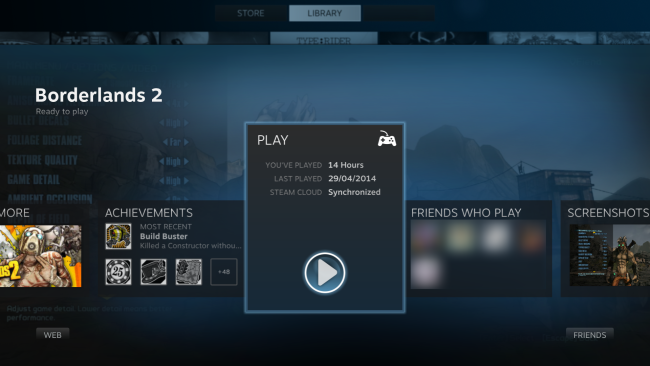 Интерфейс Steam Big Picture на телевизоре.