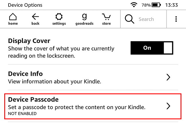 device passcode option highlighted