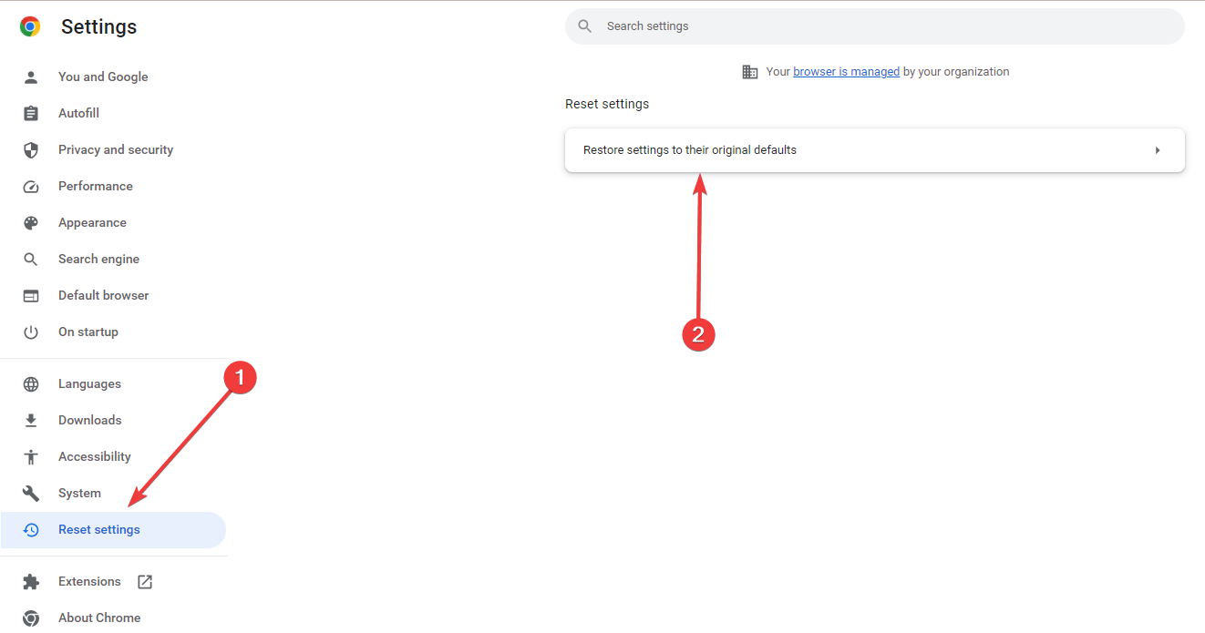 Кнопка восстановления настроек по умолчанию