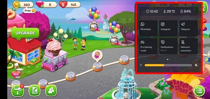 Game Mode на OnePlus — панель с опциями во время игры