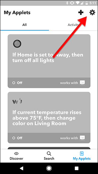 Иконка настроек IFTTT на Android
