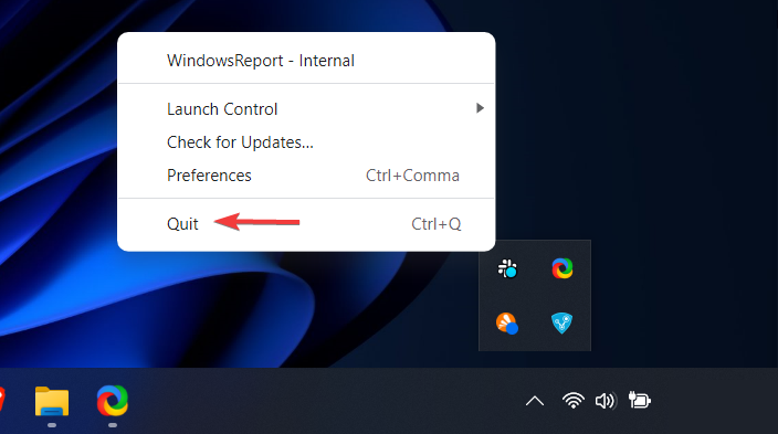 Кнопка выхода из фонового приложения в Windows