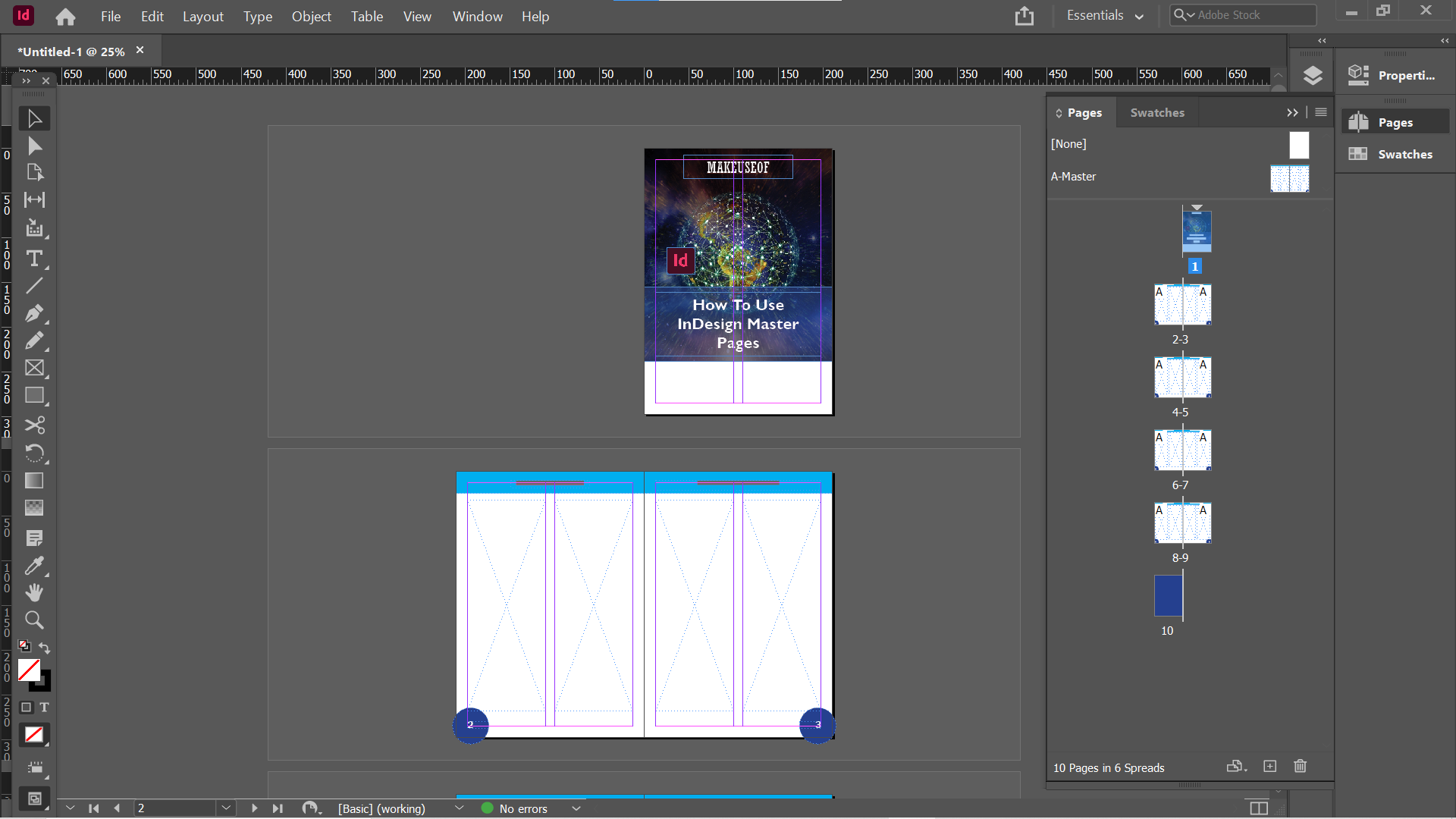 InDesign front cover not linked to Master Page