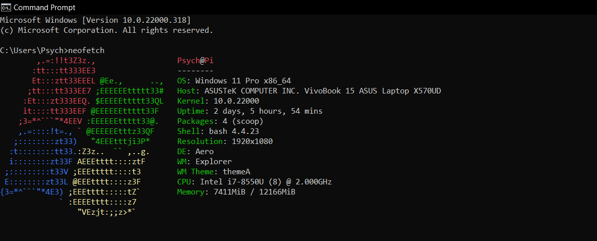 Neofetch on Windows 11