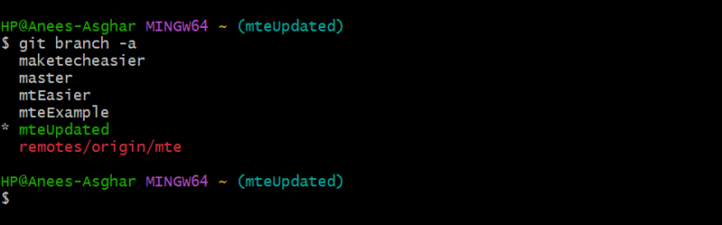Список удалённых веток