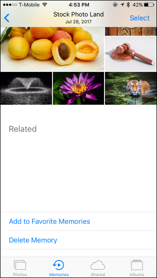 Экран экспорта и обмена видео Воспоминания