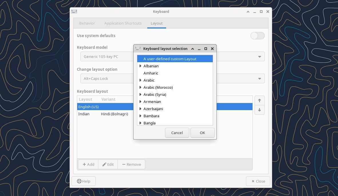 настройка раскладки в xfce