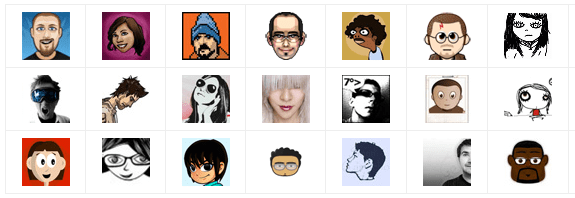 Набор узнаваемых аватаров с разными стилями и цветами