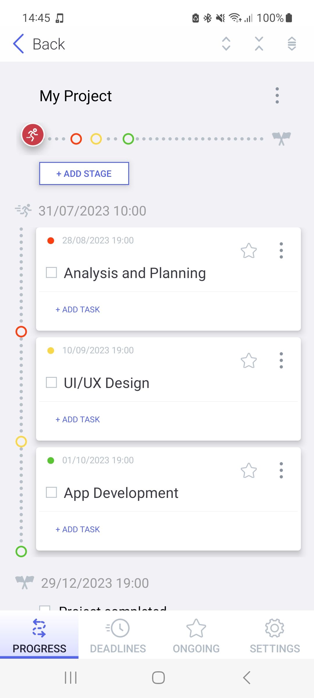 WinGo индикатор прогресса и этапы на линии прогресса