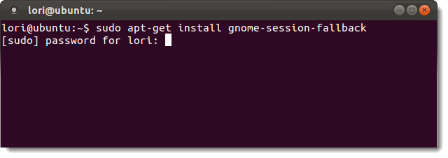 Процесс установки пакета gnome-session-fallback