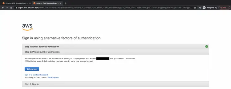 Страница с вызовом на телефон для второй проверки