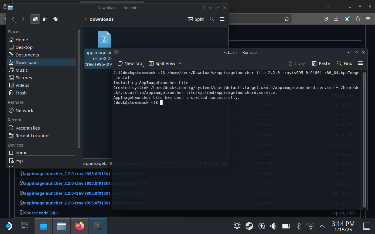 Установка AppImageLauncher завершена.