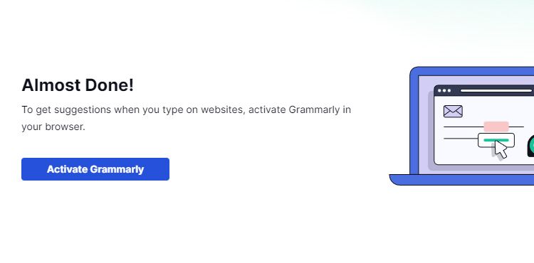 Активация Grammarly после установки