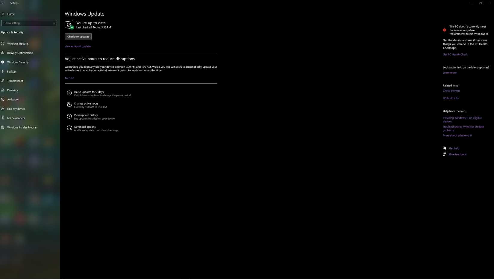Окно обновления драйверов и компонентов в Windows
