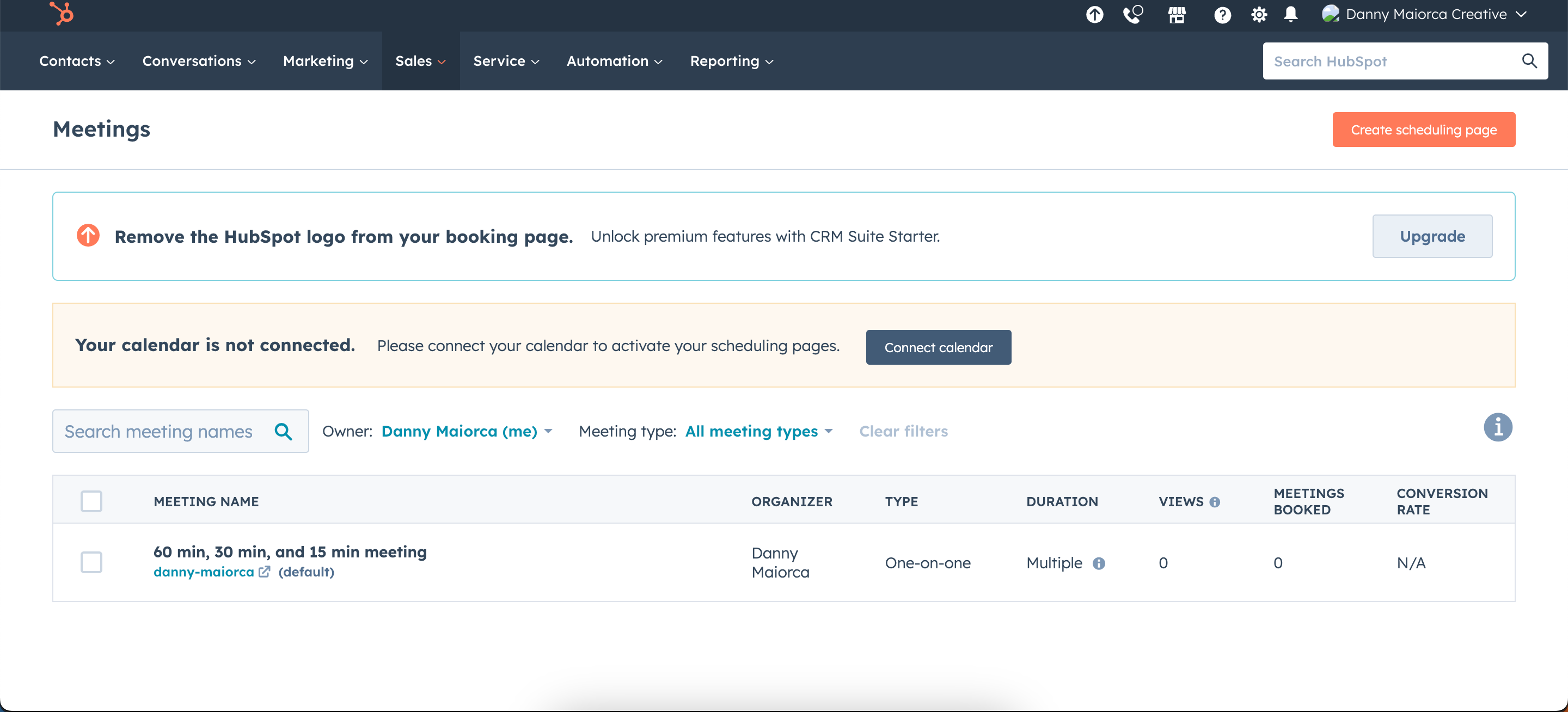 Подключение календаря в HubSpot Meeting Scheduler