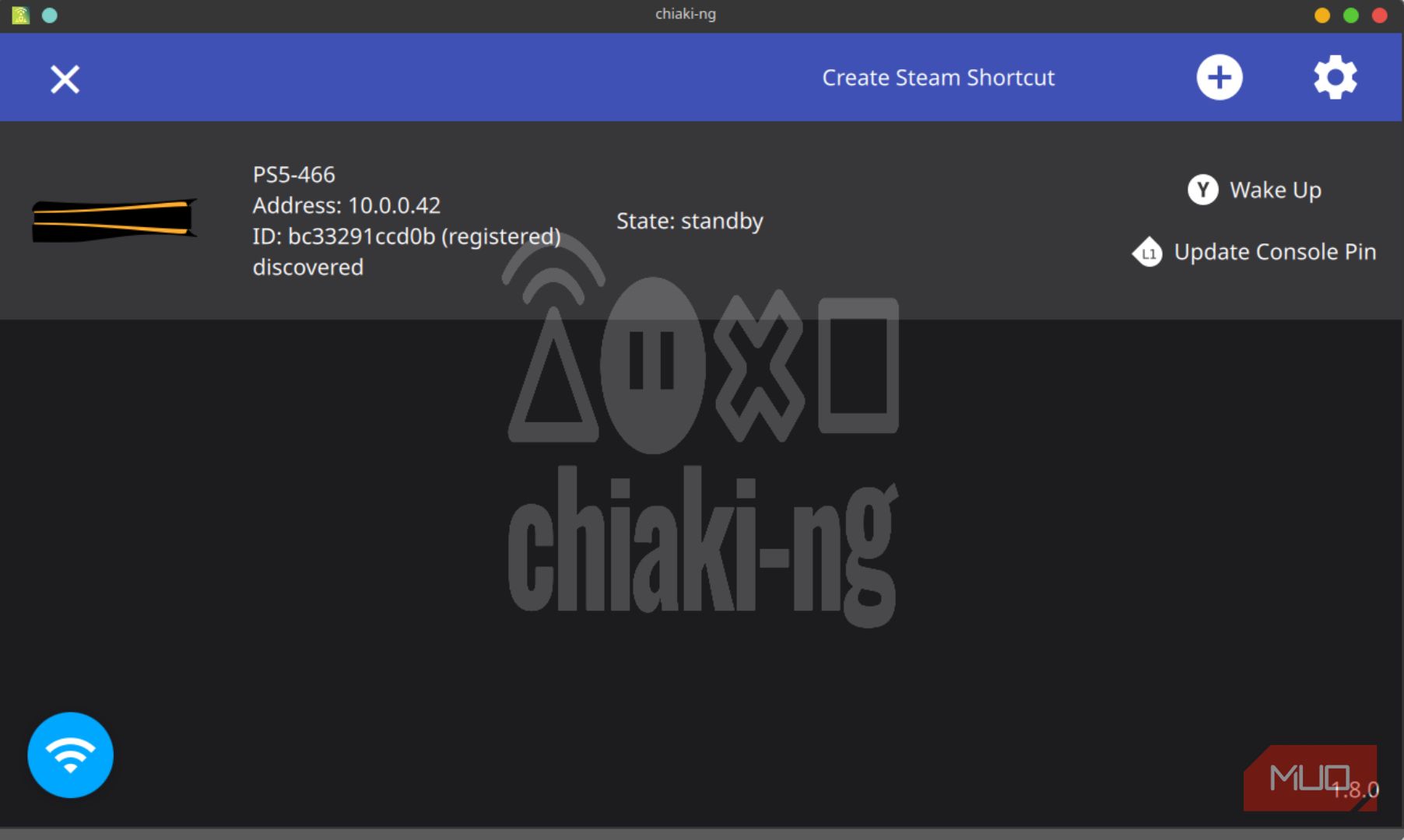 Chiaki-ng with PS5 on screen and Chiaki-NG watermark