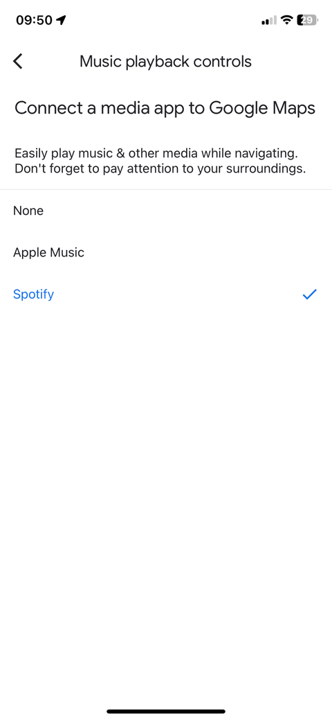 Google Maps on iOS with Music playback controls open