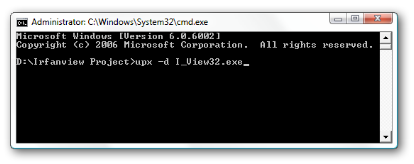 Команда upx -d для распаковки i_view32.exe в командной строке