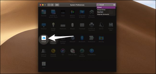 Окно настроек iCloud в macOS