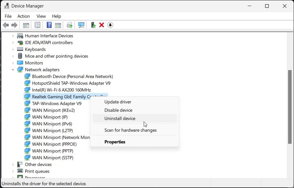 Установка/удаление драйвера Ethernet