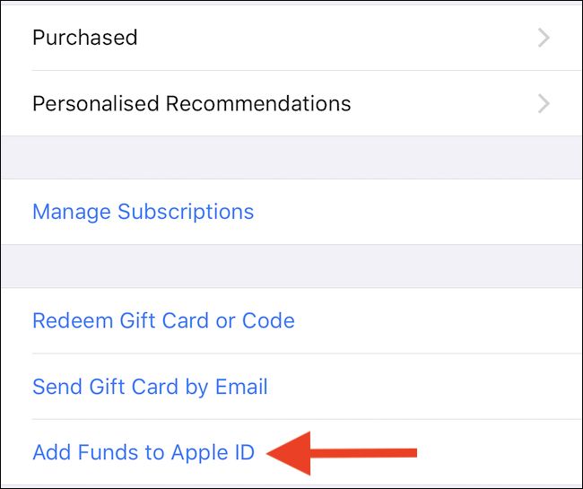 Кнопка «Добавить средства на Apple ID» в App Store