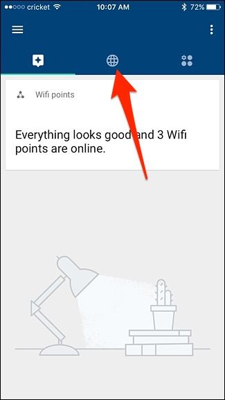Экран сети Google WiFi с кнопкой перехода к устройствам