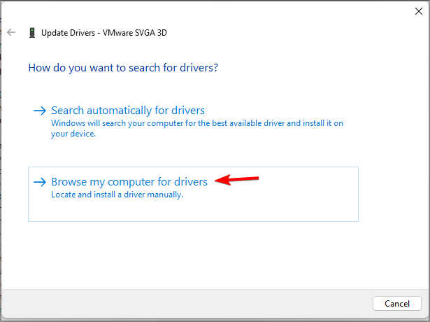 Скриншот: «Выбрать из списка доступных драйверов»