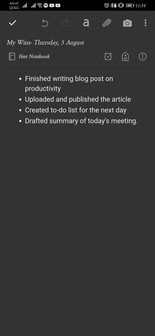 Скриншот списка завершённых дел