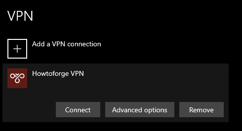 Список подключений VPN в Windows