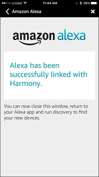 Готово — Alexa связана с Harmony