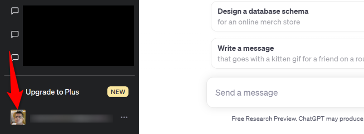 Выберите изображение профиля в нижнем левом углу