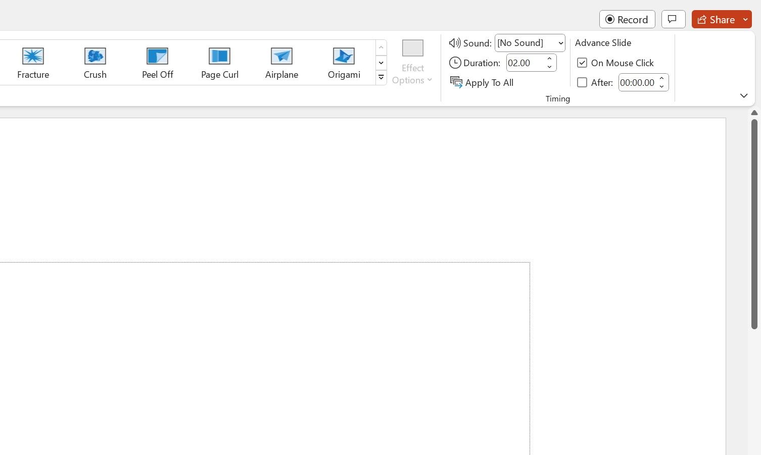 Раздел «Время»: настройка автоперехода слайда.
