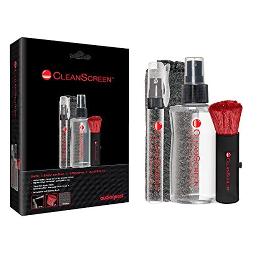 Набор для чистки экранов, флакон и салфетка.