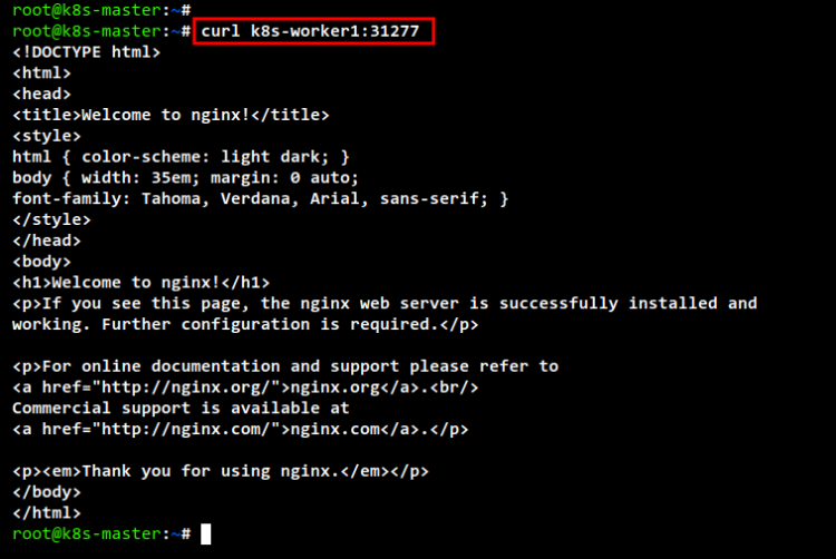 Доступ к nginx с worker1