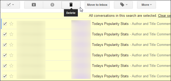 Выделение всех писем по фильтру и массовое удаление
