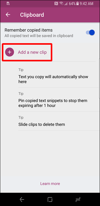 Скриншот: диалог добавления нового фрагмента в SwiftKey