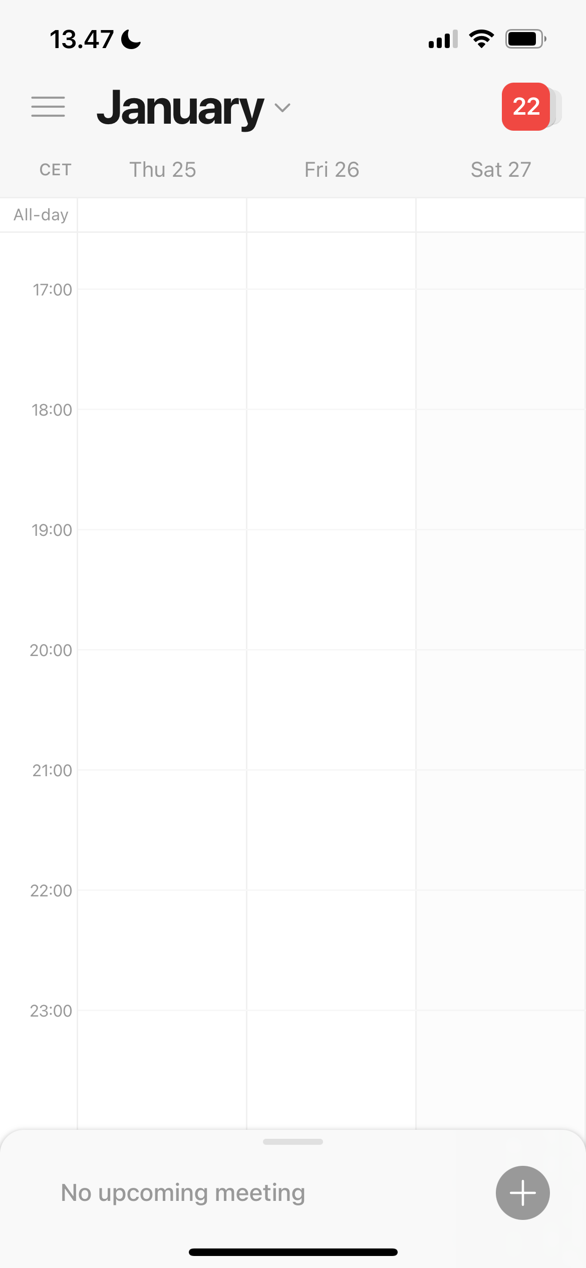 Нажмите гамбургер в Notion Calendar на iOS
