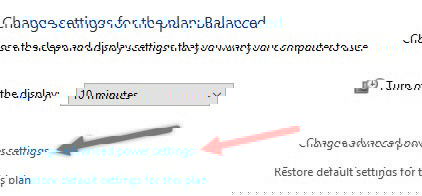 Кнопка для открытия дополнительных параметров питания