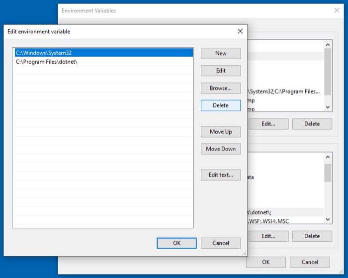удаление записи path в windows
