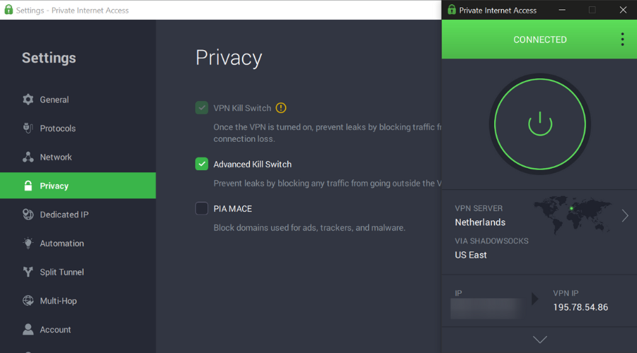 Логотип Private Internet Access