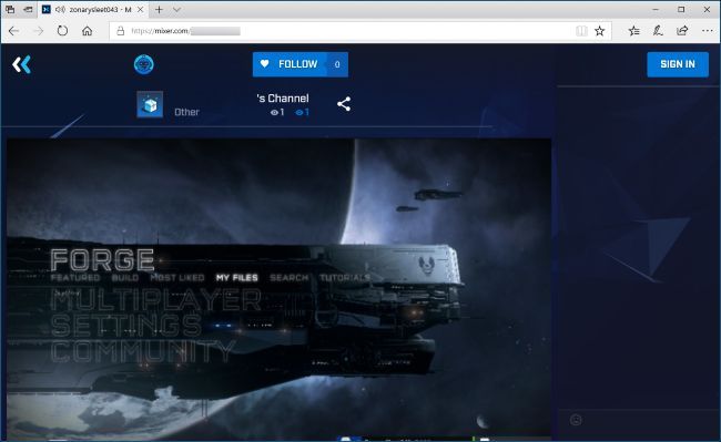 Пример страницы канала стримера в веб-браузере