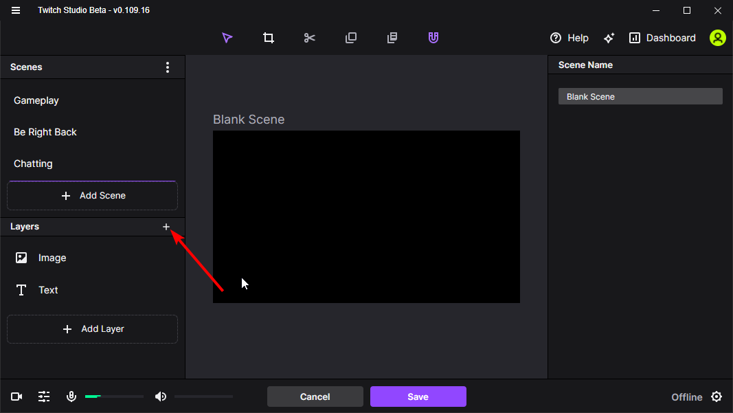 иконка плюс для добавления слоя