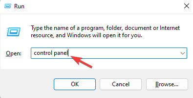 Запуск Панели управления через Выполнить