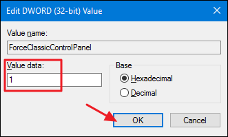 Окно свойств ForceClassicControlPanel