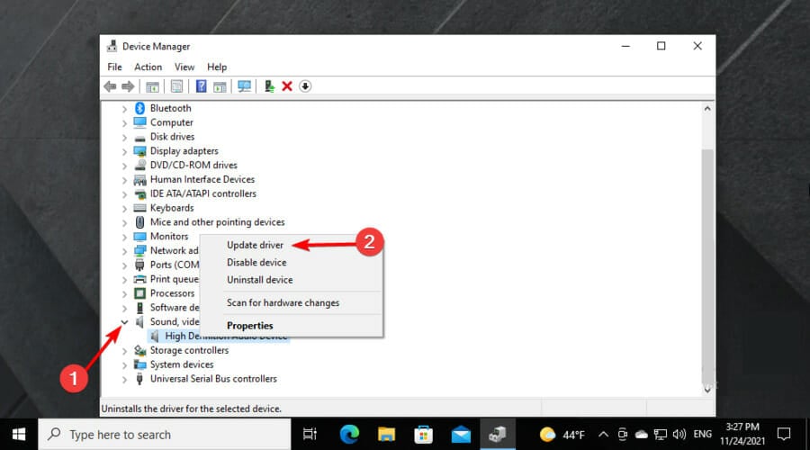 Обновление драйвера звука
