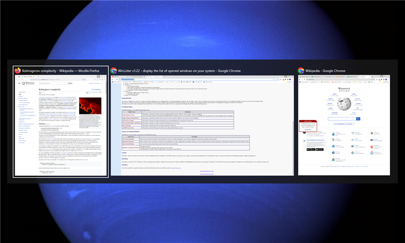 The Alt+Tab window, where you can select any active program. 