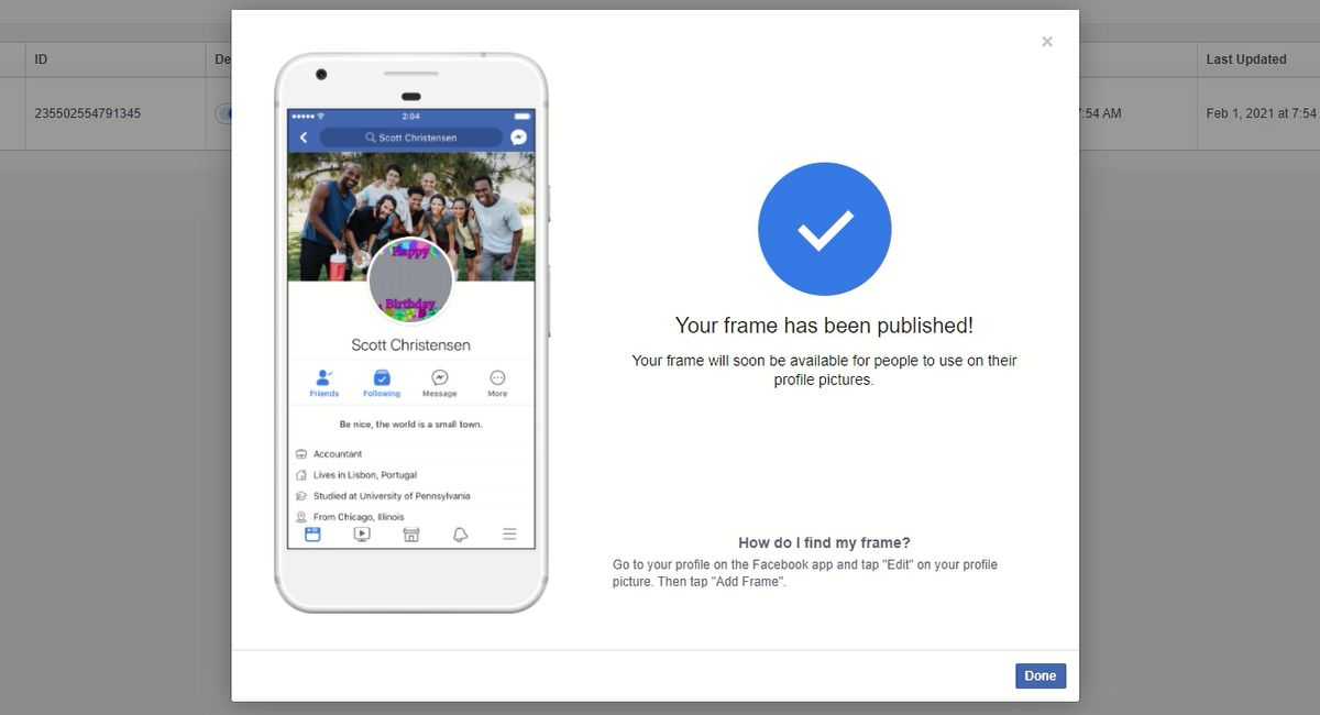 Уведомление об одобрении рамки